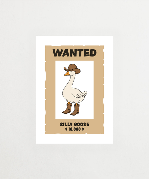 Silly Goose poster med rolig gåsmotiv – FrenzyFrame