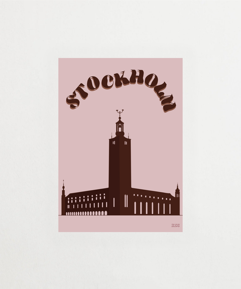 Stockholm Rosa poster med minimalistisk Stockholm-motiv i rosa toner – FrenzyFrame