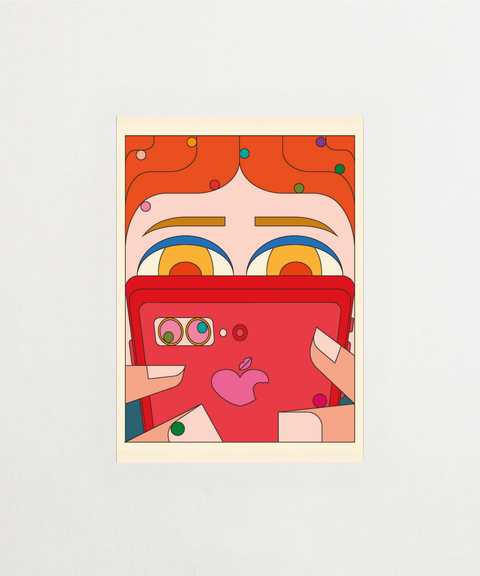 Surf the Phone poster med färgglad illustration – FrenzyFrame