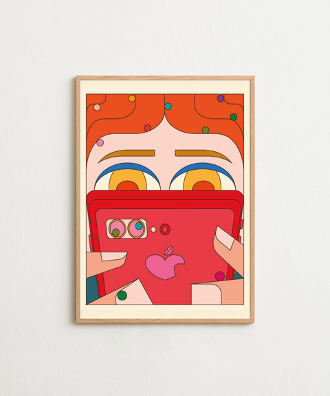 Surf the Phone poster visad med ram som tillval – FrenzyFrame