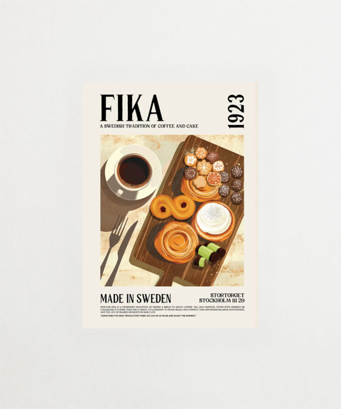 Swedish Fika 1923 vintage poster with classic coffee table - FrenzyFrame