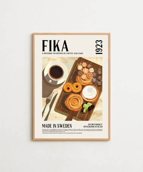 Swedish Fika 1923 poster visad med ram som tillval – FrenzyFrame