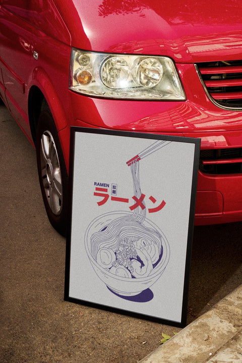 Tokyo Ramen poster i miljöbild med ram som tillval – FrenzyFrame
