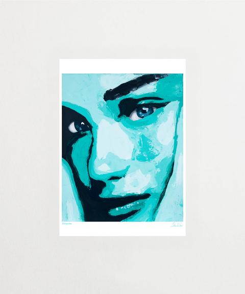 Turquoise poster med abstrakt turkos design – FrenzyFrame