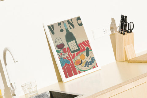 Vino for the Table poster visad med ram som tillval – FrenzyFrame