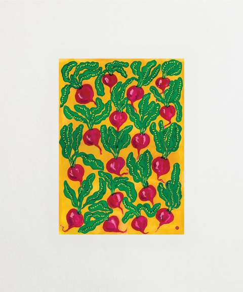 Radishes poster med grönsaksillustration – FrenzyFrame